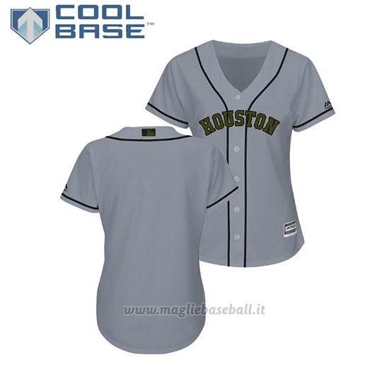 Maglia Baseball Donna Astros 2018 Dia de los Caidos Cool Base Grigio